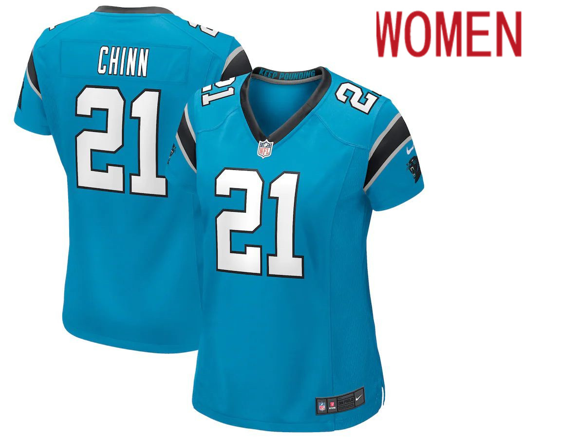 Women Carolina Panthers #21 Jeremy Chinn Nike Blue Game NFL Jersey